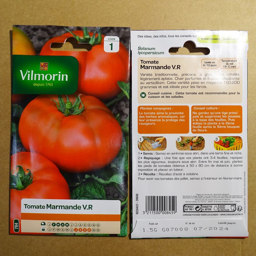 Esempio di esemplare Pomodoro costoluto Marmande - Vilmorin sacchetto di semi 450 (1.5g) come consegnato
