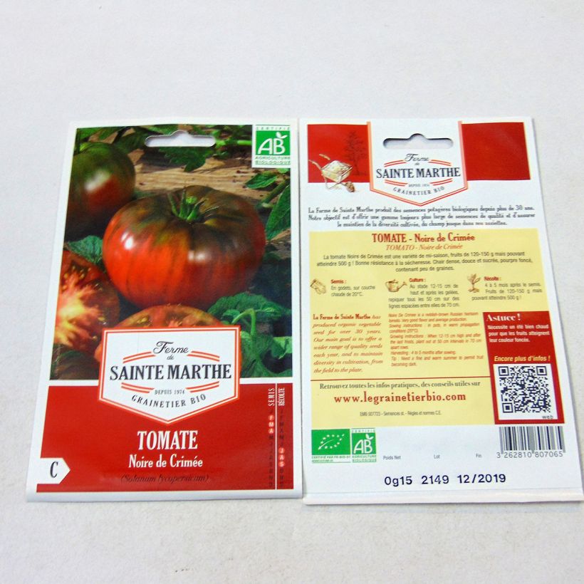 Esempio di esemplare Pomodoro Variegato/Multicolore Nero di Crimea Bio - Ferme de Sainte Marthe sacchetto di semi 50 come consegnato