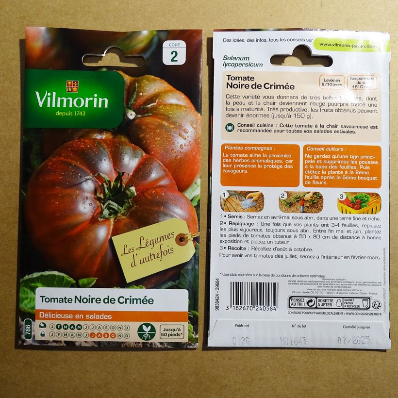Esempio di esemplare Pomodoro Variegato/Multicolore Nero di Crimea - Vilmorin sacchetto di semi 60 (0.2g) come consegnato