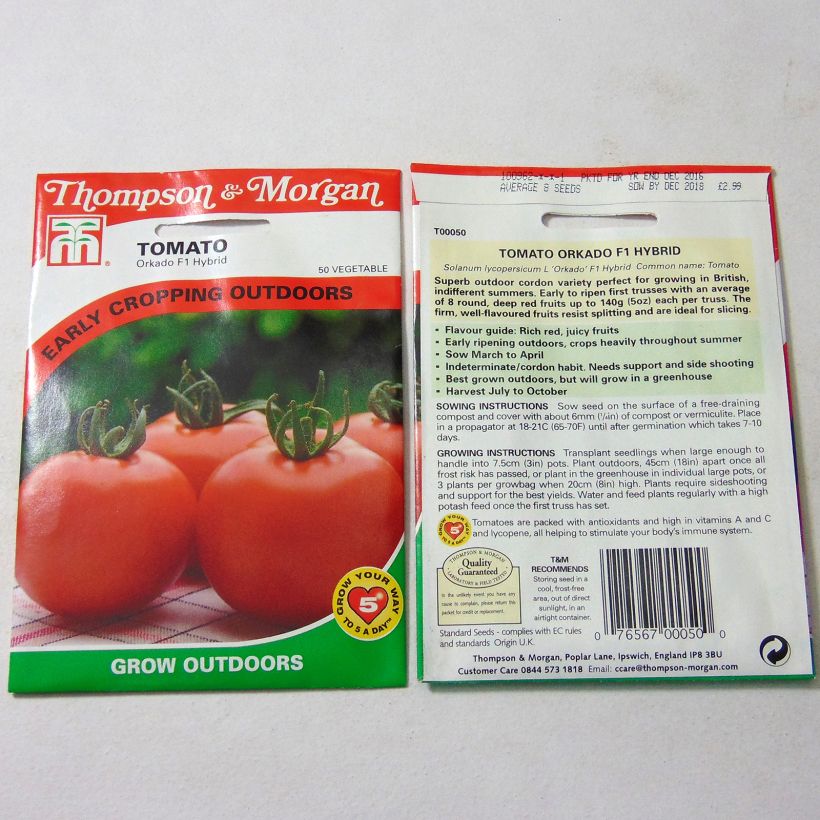 Esempio di esemplare Pomodoro Orkado sacchetto di semi 8 come consegnato