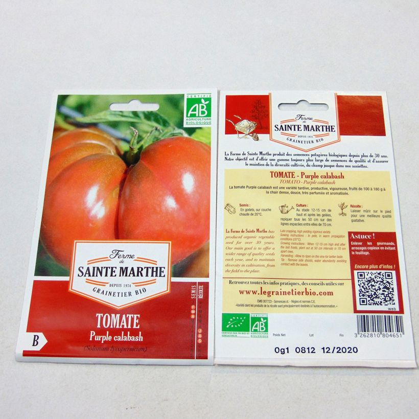Esempio di esemplare Pomodoro Purple Calabash sacchetto di semi 40 come consegnato