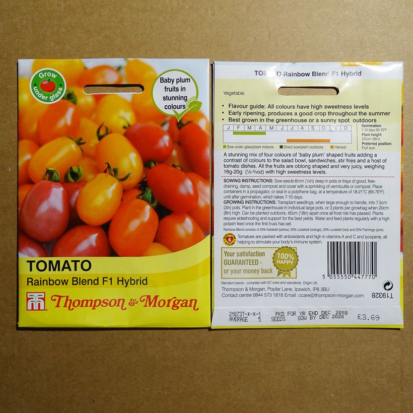 Esempio di esemplare Pomodoro Rainbow Blend sacchetto di semi 8 come consegnato