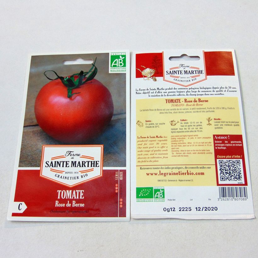 Esempio di esemplare Pomodoro Rosa da Berna Bio - Ferme de Sainte Marthe sacchetto di semi 40 come consegnato