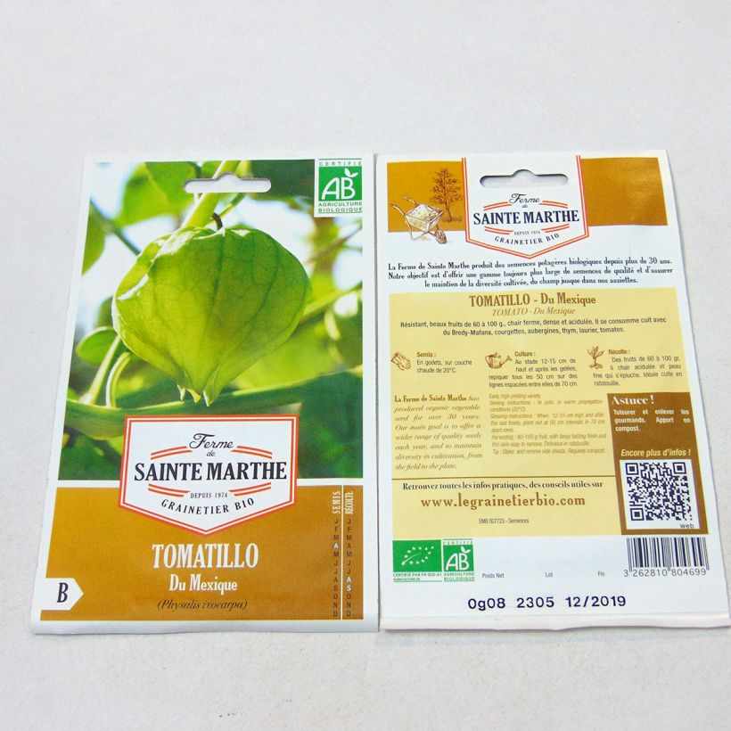Esempio di esemplare Physalis ixocarpa Bio - Ferme de Sainte Marthe - Alchechengio vischioso sacchetto di semi 50 come consegnato