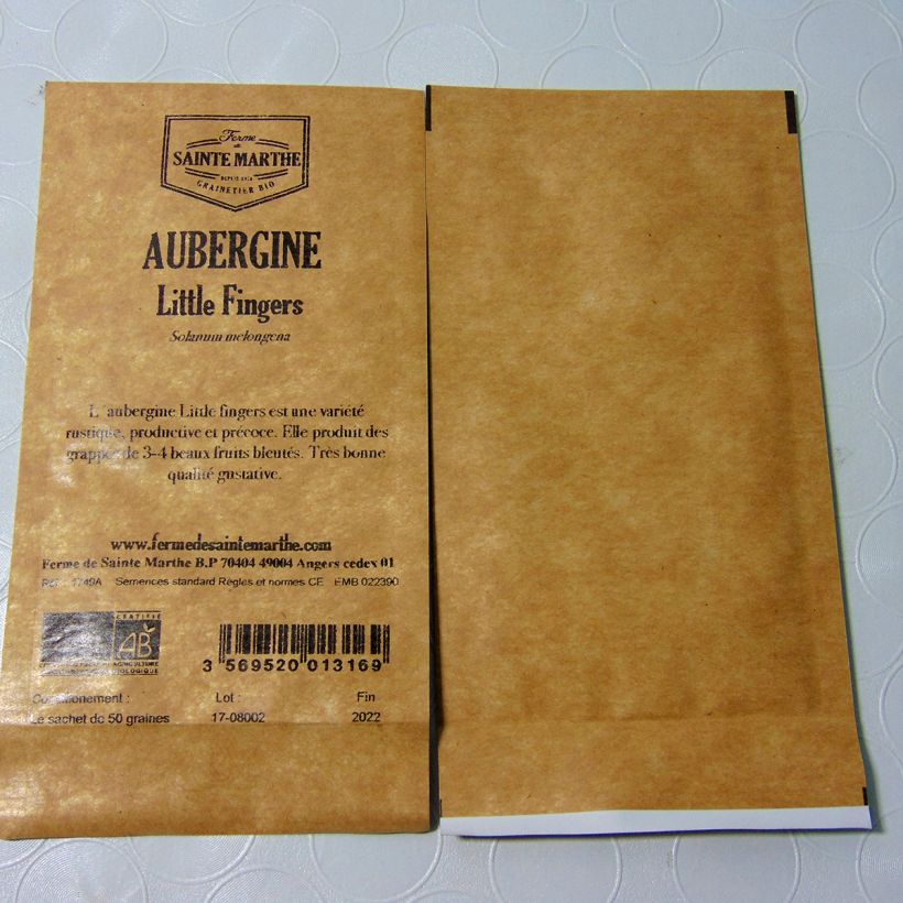 Esempio di esemplare Melanzana Little Fingers AB sacchetto di semi 50 come consegnato