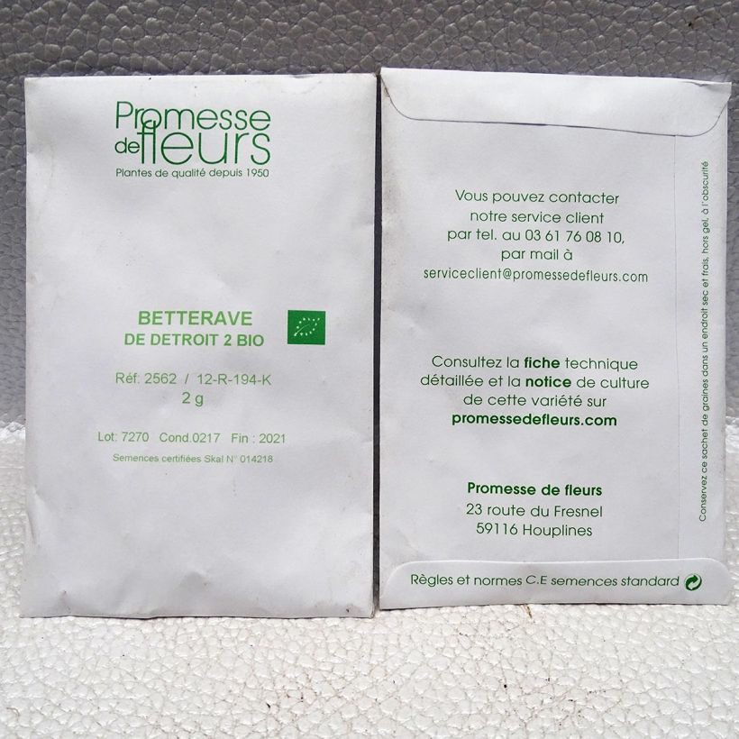 Esempio di esemplare Barbabietola rossa Détroit 2 sacchetto di semi 200 (4g) come consegnato