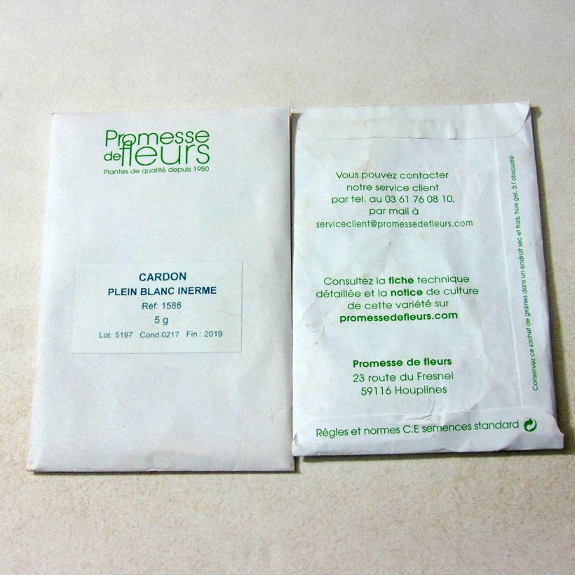 Esempio di esemplare Cardo plein blanc inerme sacchetto di semi 120 (5g) come consegnato