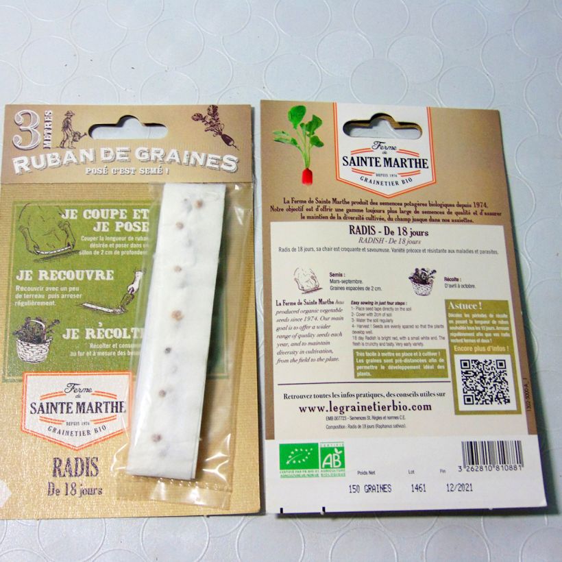 Esempio di esemplare Ravanello dei 18 giorni (Semi a nastro) sacchetto di semi da 1 grammi come consegnato