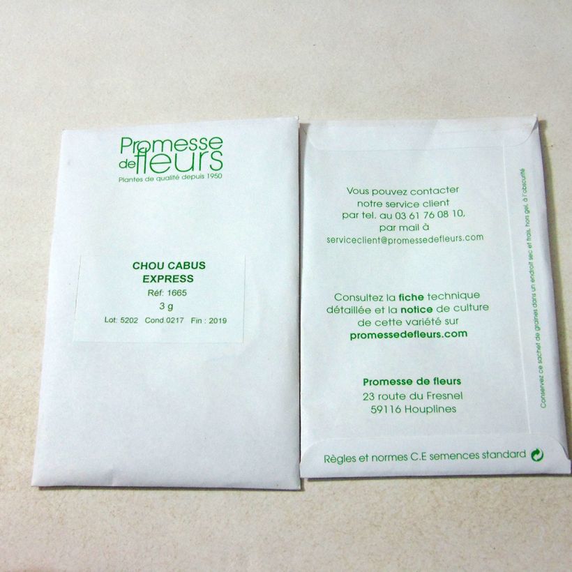 Esempio di esemplare Cavolo cappuccio Express sacchetto di semi 600 (3g) come consegnato