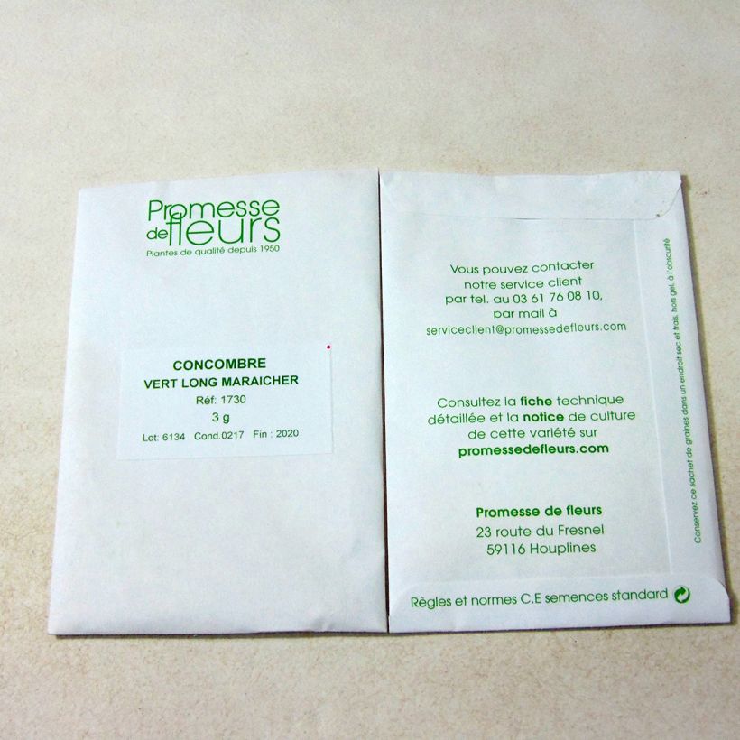 Esempio di esemplare Cetriolo Verde long maraîcher sacchetto di semi 100 (3g) come consegnato