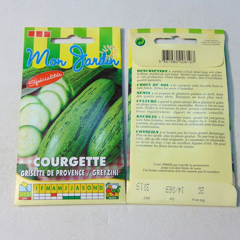 Esempio di esemplare Zucchino Grisette de Provence sacchetto di semi 20 (2g) come consegnato