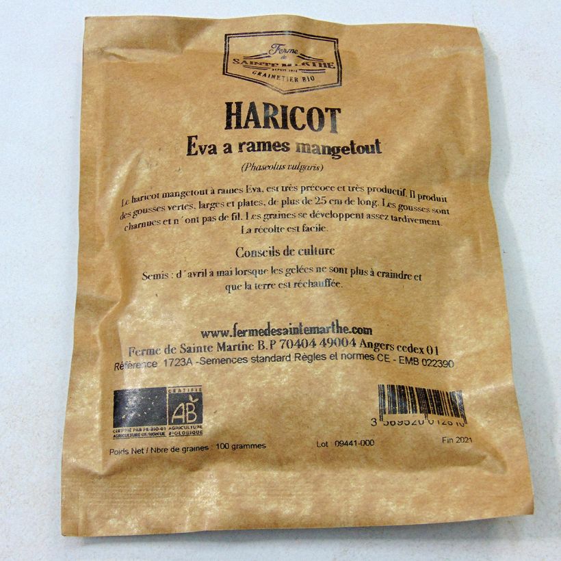 Esempio di esemplare Fagiolo rampicante Eva sacchetto di semi 150 (80g) come consegnato
