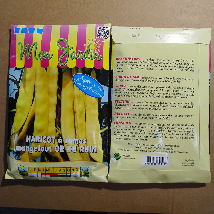 Esempio di esemplare Fagiolo rampicante Or du Rhin sacchetto di semi 200 (100g) come consegnato