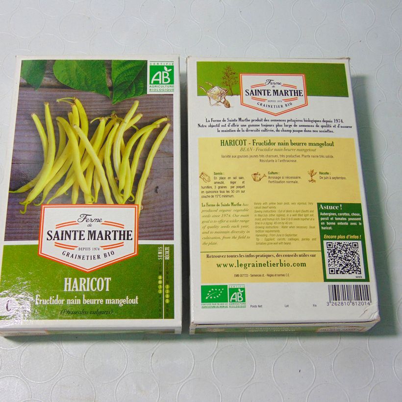 Esempio di esemplare Fagiolo giallo nano Fructidor Bio - Ferme de Sainte Marthe sacchetto di semi 160 (80g) come consegnato