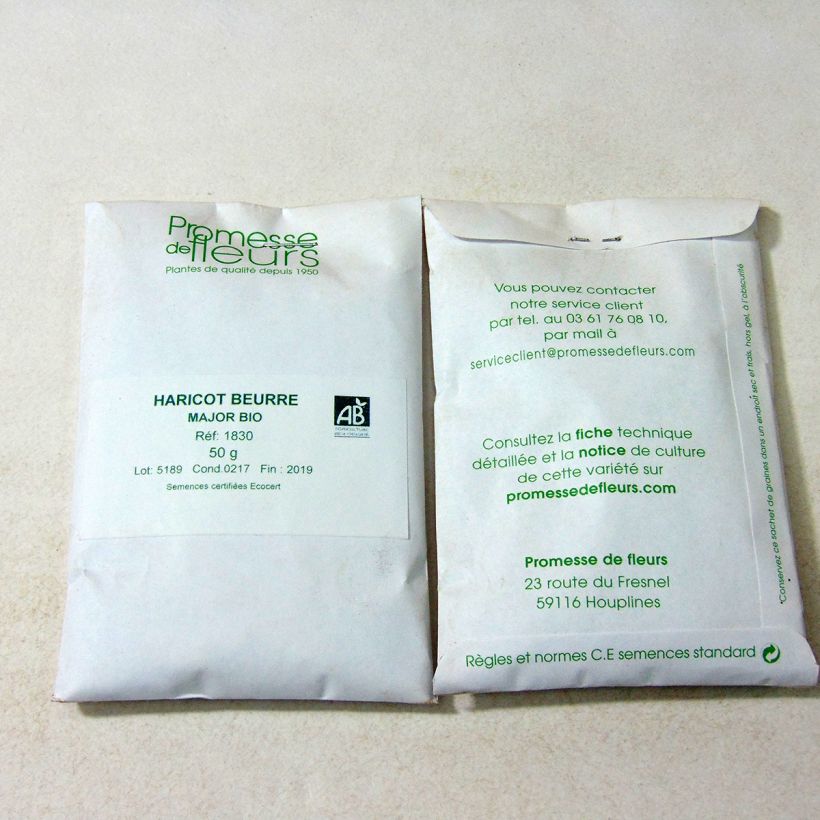 Esempio di esemplare Fagiolo giallo nano Major Bio sacchetto di semi 200 (75g) come consegnato