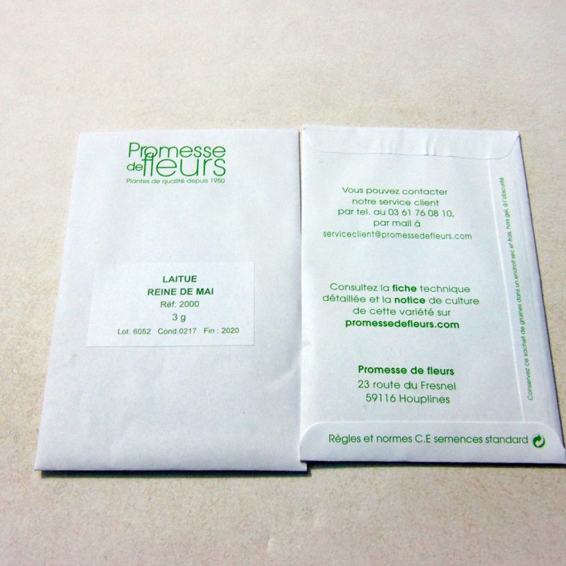 Esempio di esemplare Lattuga a cappuccio Reine de Mai sacchetto di semi 2500 (3g) come consegnato