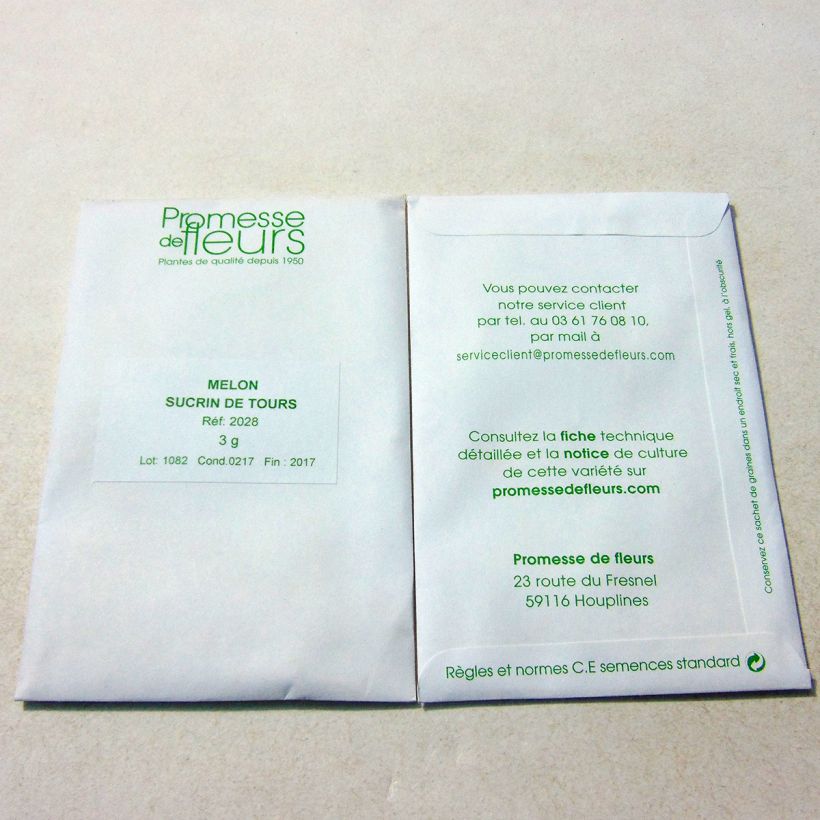 Esempio di esemplare Melone Sucrin de Tours sacchetto di semi 75 (1g) come consegnato