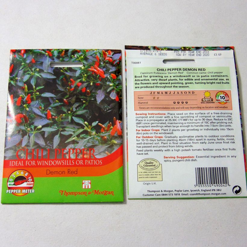 Esempio di esemplare Peperoncino Demon Red sacchetto di semi 8 come consegnato