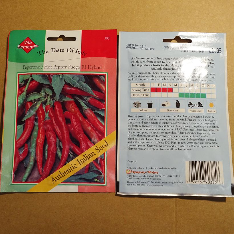Esempio di esemplare Peperoncino piccante Fuego F1 sacchetto di semi 20 come consegnato
