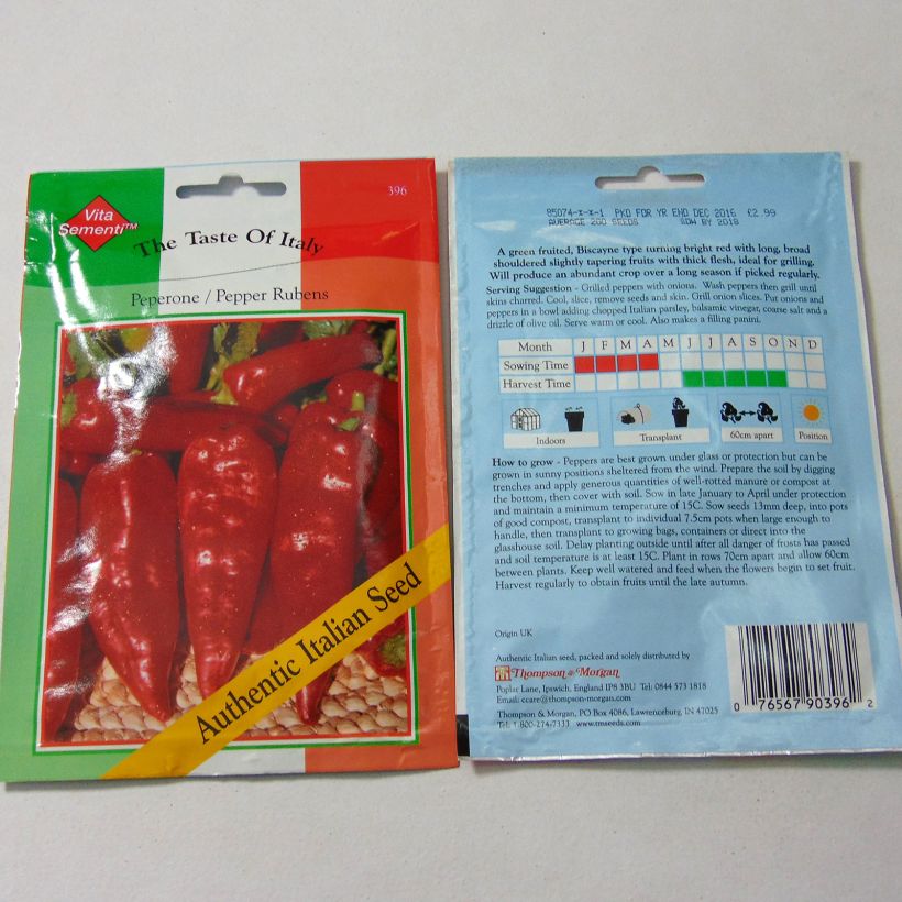 Esempio di esemplare Peperoncino Rubens Lungo Rosso sacchetto di semi 200 come consegnato