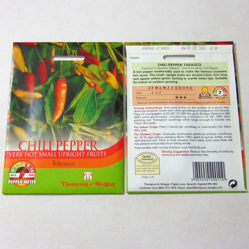 Esempio di esemplare Peperoncino piccante Tabasco sacchetto di semi 15 come consegnato