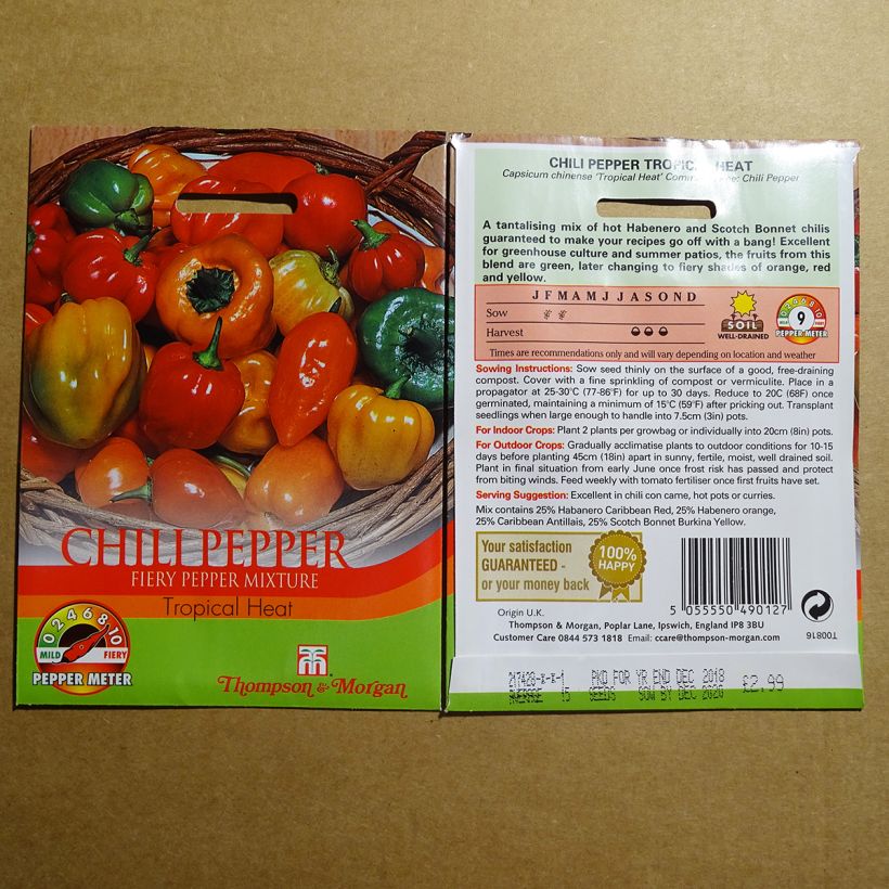 Esempio di esemplare Peperoncino Tropical Heat sacchetto di semi 20 come consegnato