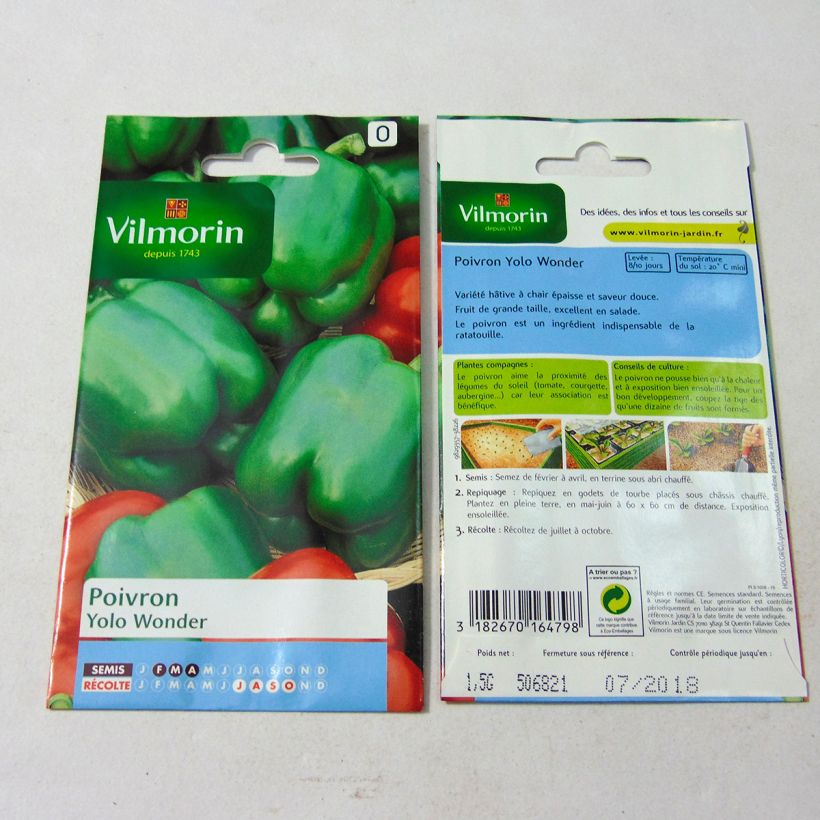 Esempio di esemplare Peperoncino Yolo Wonder - Vilmorin sacchetto di semi 180 (1,5g) come consegnato