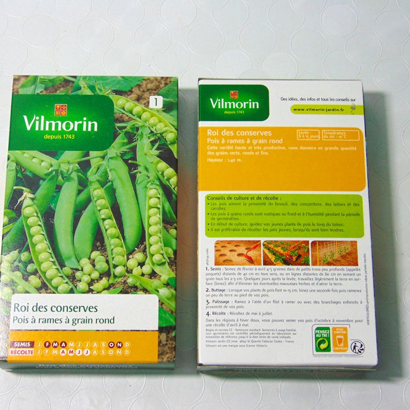 Esempio di esemplare Pisello a semi rotondi rampicante Roi des conserves - Vilmorin sacchetto di semi 600 (200g) come consegnato