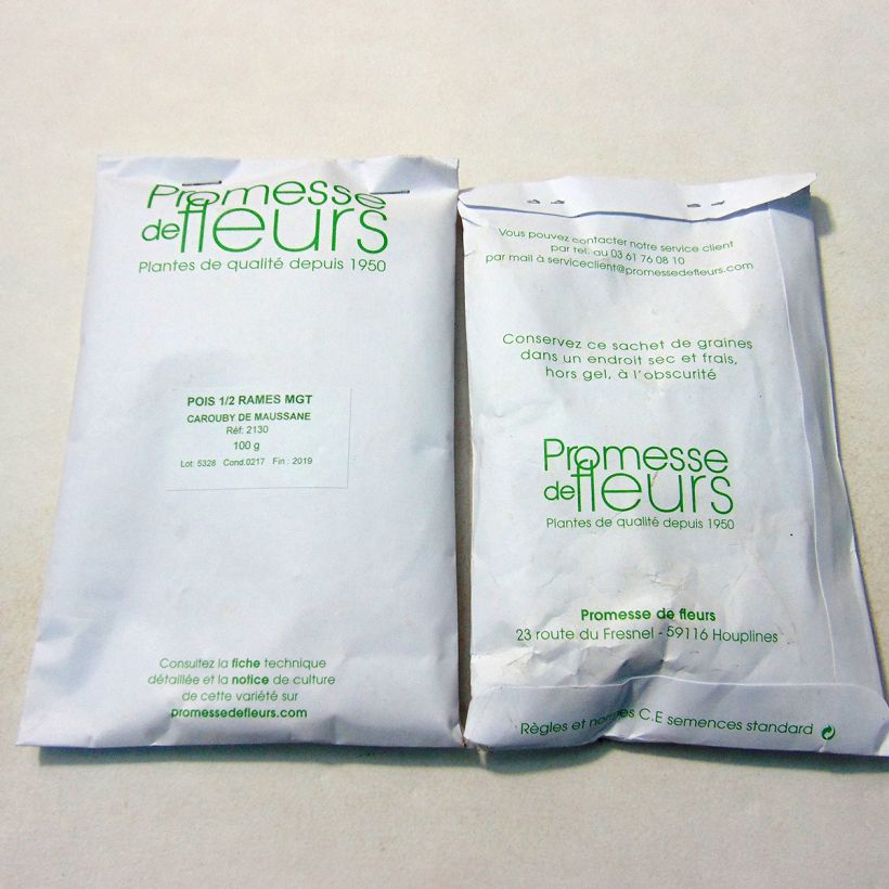 Esempio di esemplare Pisello a mezza rama Carouby de Maussane sacchetto di semi 250-350 (100g) come consegnato
