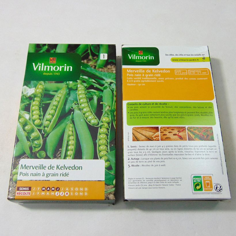 Esempio di esemplare Pisello a semi rugosi nano Merveille de Kelvedon - Vilmorin sacchetto di semi 750 (250g) come consegnato