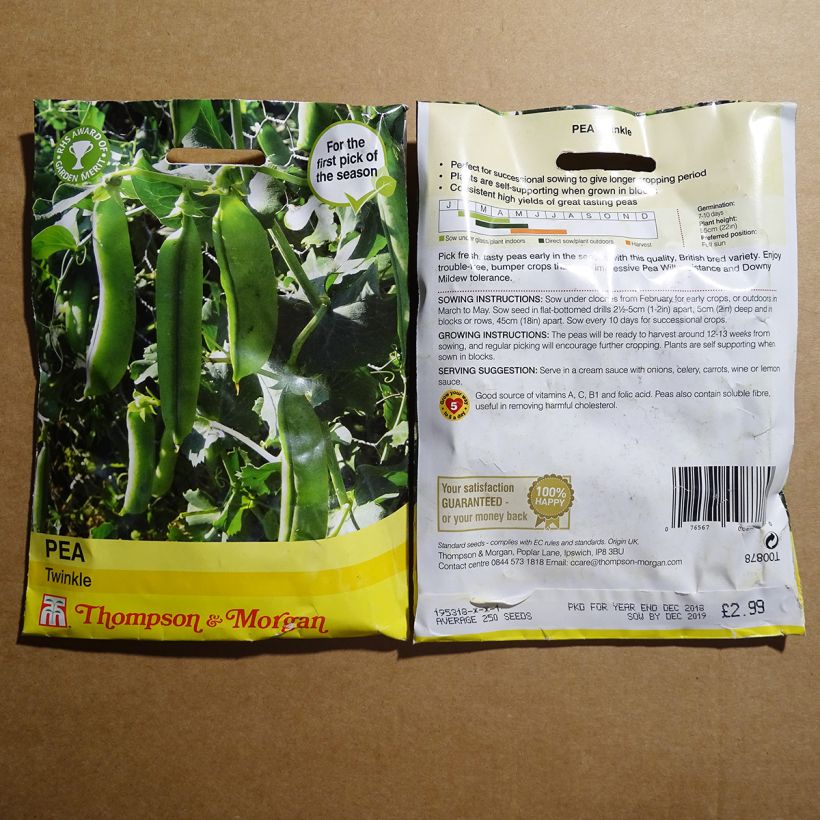 Esempio di esemplare Pisello nano Twinkle sacchetto di semi 250 come consegnato