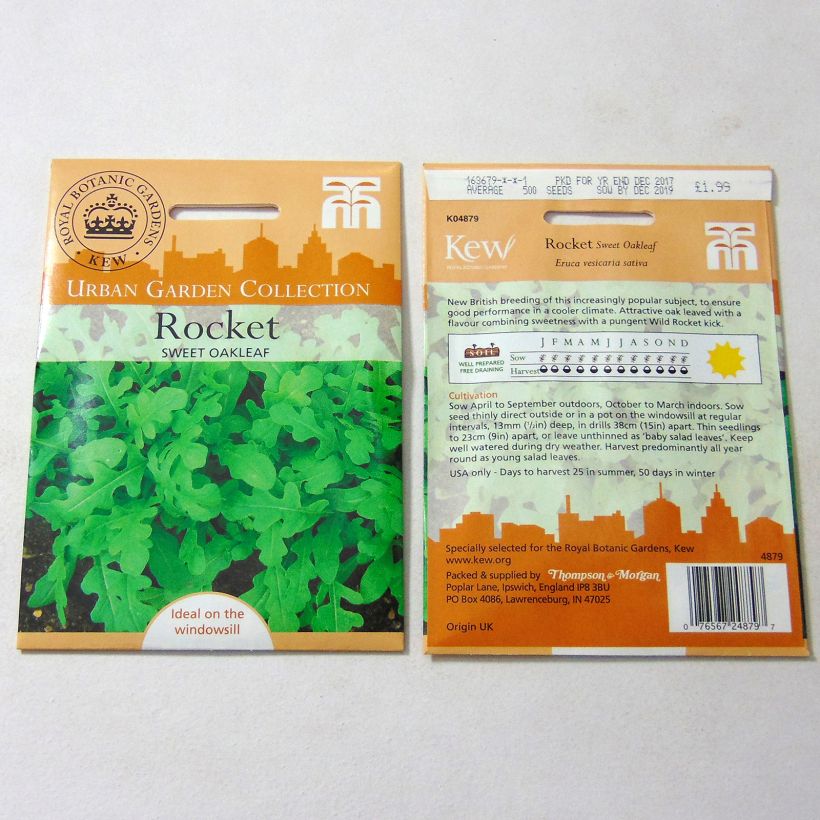 Esempio di esemplare Rucola Oakleaf sacchetto di semi 600 come consegnato