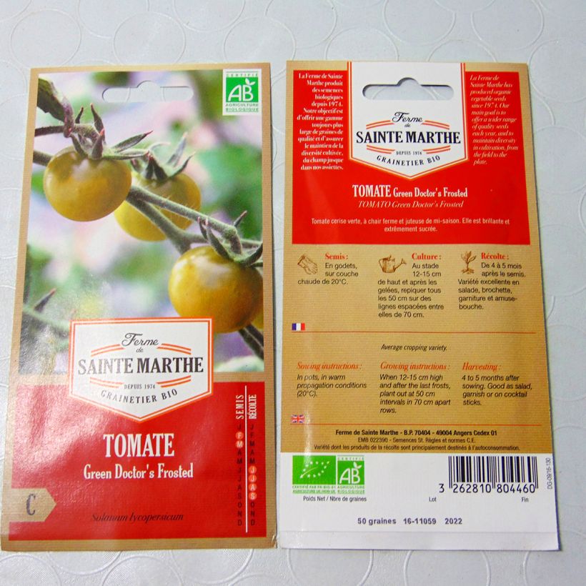 Esempio di esemplare Pomodoro Green Doctor's Frosted sacchetto di semi 50 come consegnato