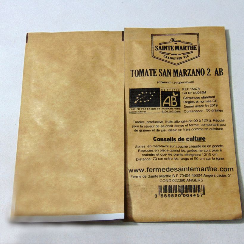 Esempio di esemplare Pomodoro lungo San Marzano 2 sacchetto di semi 50 come consegnato