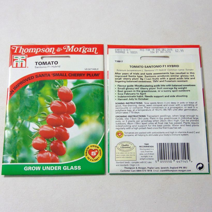Esempio di esemplare Pomodoro Santonio sacchetto di semi 6 come consegnato
