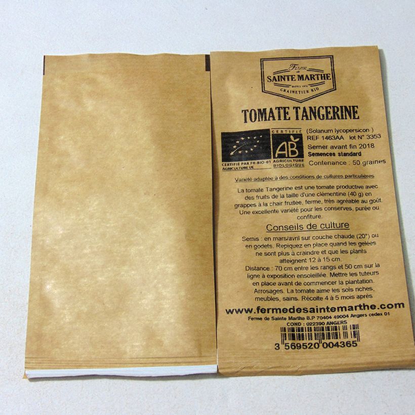 Esempio di esemplare Pomodoro Tangerine sacchetto di semi 50 come consegnato
