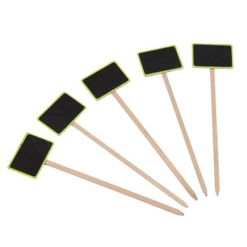 Etichetta da piantare rettangolare legno colorato e ardesia 7 x 5 cm - Altezza: 27,5 cm - venduta in confezione da 5