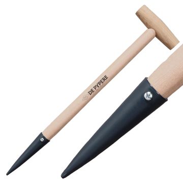 Piantabulbi a manico lungo con appoggio in legno De Pypere